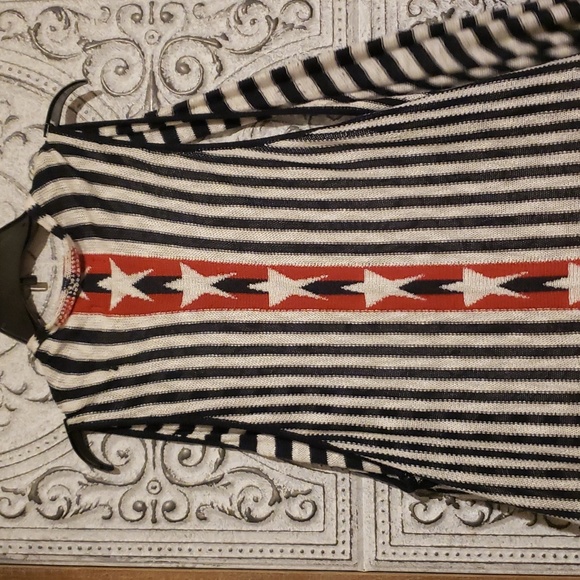 Unity sleeveless cardigan. Red white blue long open front - Picture 5 of 6